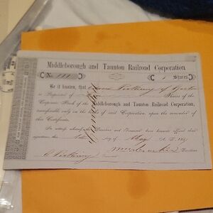 Historic Railroad Stock Certificate 1857